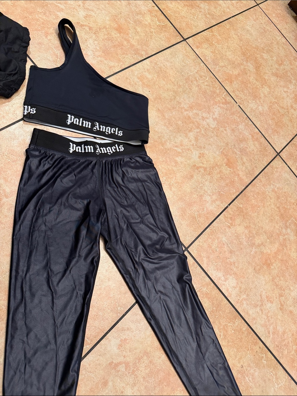 Palm Angels Black Branded Waist Leggings Set